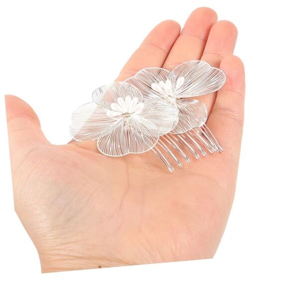 Silver Floral Beach Hair Comb Accessory New - Picture 8 of 11